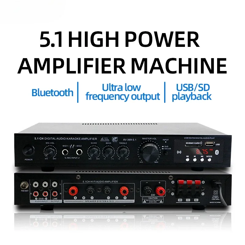 Home Cinema Bluetooth - AV-369BT بلوتوث 5.1 مكبر صوت AMP،