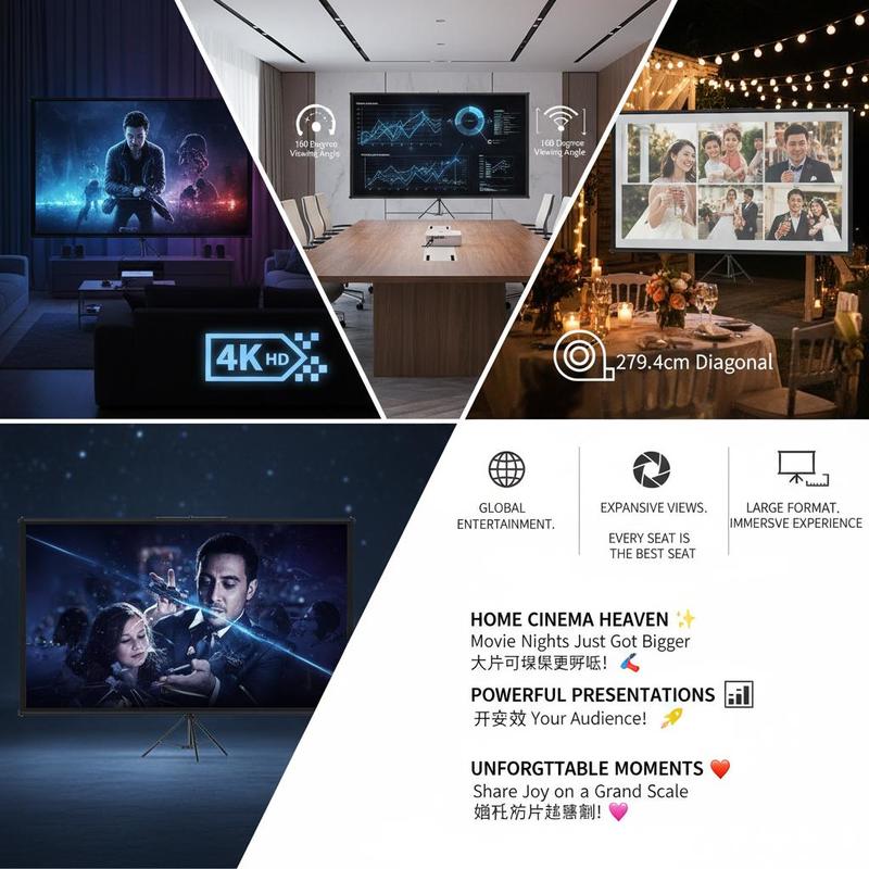 شاشة عرض محمولة 110 بوصة 16:9  - مراجعة Home Cinema Gaming وسعره